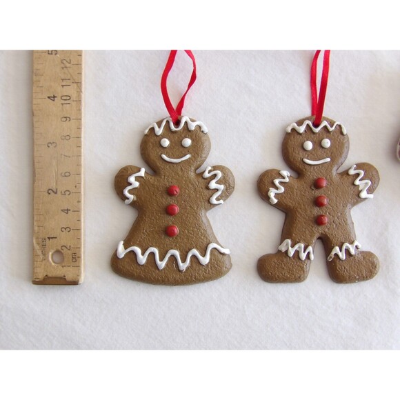 Lot 3x Christmas Gingerbread House Ornaments 6" Grandma Grandpa Man Woman - Picture 3 of 16